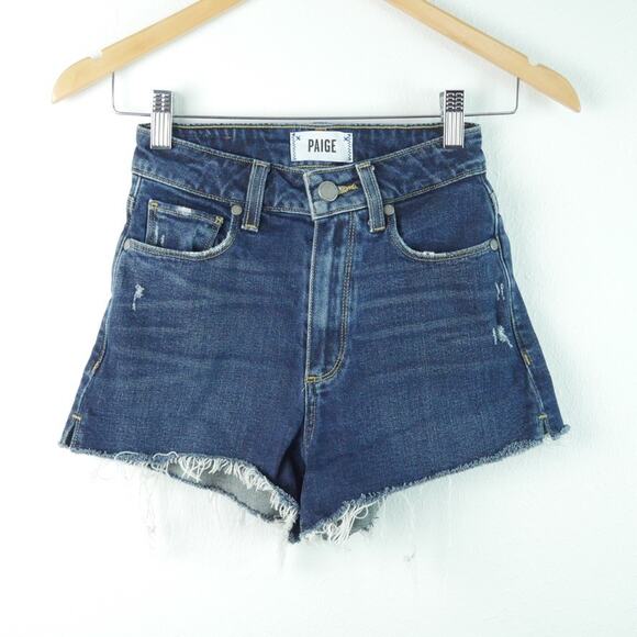 PAIGE Pants - Paige Margot Short Size 23 High Rise Denim Blue Jean Short Shorts Distressed